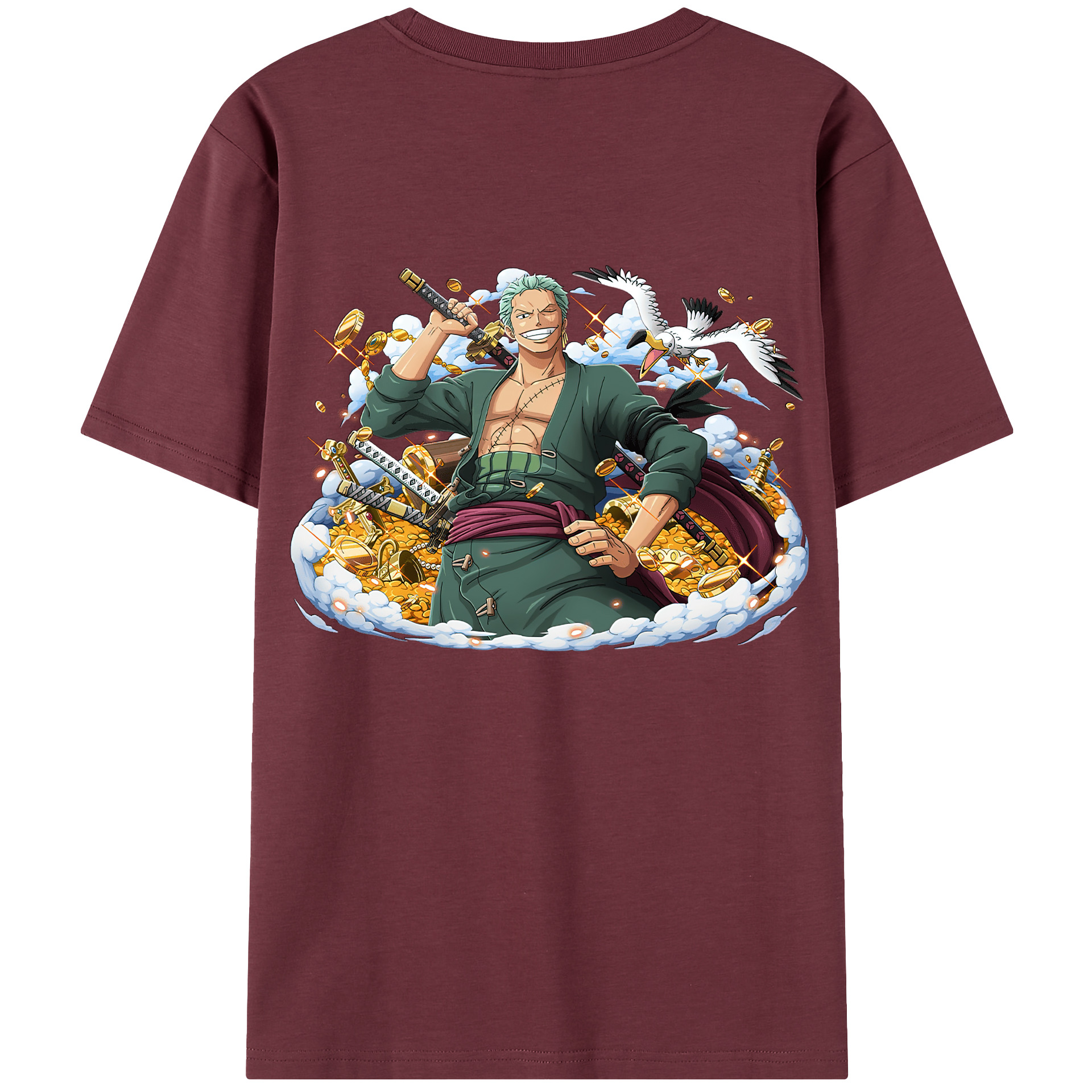 ワンピース ロロノア・ゾロ ONE PIECE Roronoa Zoro 綿100％半袖Tシャツ（背面プリント）